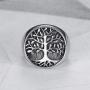 IFUAQZ Mens Stainless Steel Vintage Gold Plated Tree of Life Ring Signet Biker Band Round Top