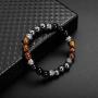 Three Kinds of Beads Black Frosted Stone Tiger Eye Stone Iron Gallstone Spaced Apart Bracelet