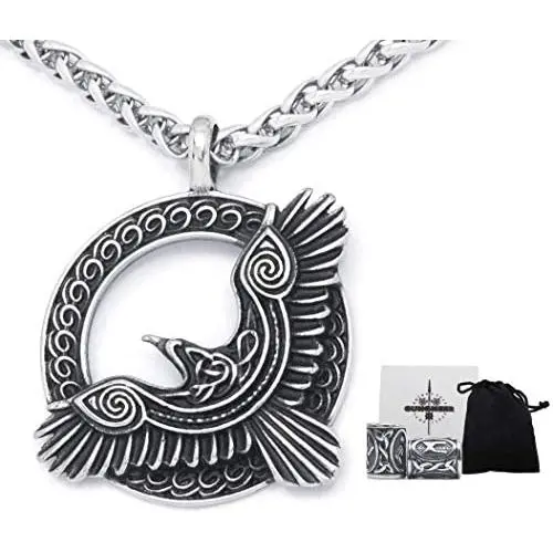 Gungneer Viking Raven Celtic Knot Pendant Stainless Steel Keel Chain Necklace Wheel of Life Accessory for Mens Womens Gungneer Viking Raven Celtic Knot Pendant Stainless Steel Keel Chain Necklace Wheel of Life Accessory for Mens Womens