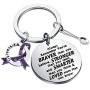 FUSTMW Fibromyalgia Awareness Keychain Gifts Fibromyalgia Awareness Ribbon You are Braved Than You Believe Fibromyalgia Inspiration Jewelry