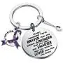 FUSTMW Fibromyalgia Awareness Keychain Gifts Fibromyalgia Awareness Ribbon You are Braved Than You Believe Fibromyalgia Inspiration Jewelry