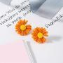 5 Pairs Small Daisy Flowers Earrings Female Shiny Simple Elegant Stud Earring Sweet Candy Petal Earrings for Woman Girls Summer Jewelry