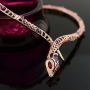 Shiny Shiny Curved Cuff Snake Choker Necklace Rose Gold Color Collar Crystal Cocktail Snake Jewelry