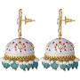 Aheli Ethnic Wedding Wear Floral Designed Enamel Jhumki Drop Dangle Earrings Indian Fashion Jewelry for Women