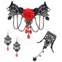 FUNRUN JEWELRY Black Lace Necklace Bracelet Earring Set for Women Halloween Jewelry Set Vintage Gothic Lolita Jewelry for Party Wedding