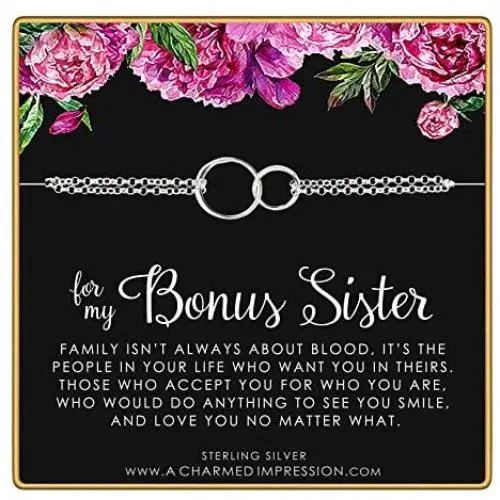 Bonus Sister Bracelet • Two Connected Circles • 925 Sterling Silver • Sister in law • Bride or Groom Sister • Adopted • Stepsister Best Friend • Friendship Love Gift • Appreciation Gratitude Jewelry Bonus Sister Bracelet • Two Connected Circles • 925 Sterling Silver • Sister in law • Bride or Groom Sister • Adopted • Stepsister Best Friend • Friendship Love Gift • Appreciation Gratitude Jewelry