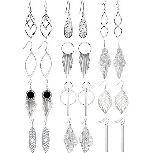 12 Pairs Drop Dangle Earrings boho Fashion Jewelry Vintage Statement Boho Bohemian Earrings Set for Women Girls 12 Pairs Drop Dangle Earrings boho Fashion Jewelry Vintage Statement Boho Bohemian Earrings Set for Women Girls