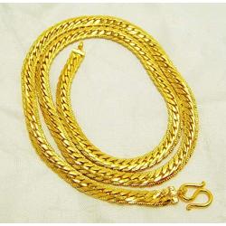 Chain Link 23k 24k Thai Baht Yellow Gold Plated Filled Snake Necklace Jewelry Women, Mens, 24 inch 34 Grams 7 MM
