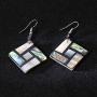 FM FM42 Womens Shell Rhombus Square Rectangle Teardrop Oval Shape Charm Drop Hook Earrings Pendant Necklace Jewelry Set