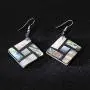 FM FM42 Womens Shell Rhombus Square Rectangle Teardrop Oval Shape Charm Drop Hook Earrings Pendant Necklace Jewelry Set