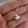 FashionJunkie4Life Sterling Silver Mountain Range Peaks Charm Necklace with Bronze Sun, 18'' Chain