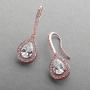 Mariell Pear-Shaped CZ Bridal Wedding Teardrop Earrings - Real 14k Rose Gold Plated Jewelry