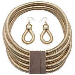 Halawly African Choker Necklace Set for Women,Multilayer Chain Necklace and Earring Set Fashion Jewelry