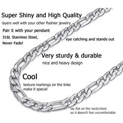 PROSTEEL 316L Stainless Steel Figaro Chain Necklace for Men/Women, Black/18K Real Gold Plated, 4mm to 13mm, 14inch to 30inch, Come Gift Box