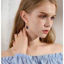 Taoqiao Stainless Steel Dangle Drop Earrings for Women Simple Blue Crystal Geometry Ball Stud Earring Cute Flower Girl Personalized Fashion Jewelry