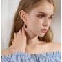 Taoqiao Stainless Steel Dangle Drop Earrings for Women Simple Blue Crystal Geometry Ball Stud Earring Cute Flower Girl Personalized Fashion Jewelry