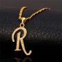 U7 Alphabet Initial Jewelry Women Girls Necklace with Letter A to Z Stainless Steel / 18K Gold Plated CZ Crystal or Statement Sideways Initials Choker Pendant Necklace, Gift Box Packed