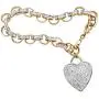 18K Yellow Gold Plated Genuine Diamond Accent Heart Charm Link Bracelet (27mm), Lobster Claw Clasp, 7.75 inch Adjustable 18K Yellow Gold Plated Genuine Diamond Accent Heart Charm Link Bracelet (27mm), Lobster Claw Clasp, 7.75 inch Adjustable