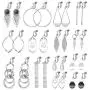Besteel 14Pairs Wholesale Clip on Earrings for Women Tear Drop Dangle Earrings Celtic Knot Long Bar Clip On Hoop rhinestone Dangle Earrings Clipon Earrings Jewelry Set