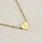 Joycuff Tiny Initial Necklace 14K Gold Plated Women Cute Heart Engraved Hammered Name Necklace Adjustable Personalized Alphabet Letter Pendant