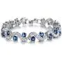 Herinos Women Platinum Plated Cubic Zirconia Tennis Bracelets Wedding Bridal Crystal Bangle