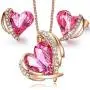 CDE Love Heart Necklaces and Earrings Jewelry Set for Women Rose Gold/Sliver Tone Crystals Birthstone Valentines Day Jewelry Gifts for Women Party/Anniversary/Birthday