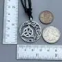 Celtic Knot Jewelry Crescent Moon Triquetra Pagan Magic Wicca Witchcraft Pewter Mens Womens Pendant Necklace Lucky Charm Protection Amulet Wealth Talisman Medallion for men women w Adjustable Cord