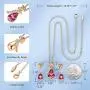 EMESLY Rose Gold Plated Angel Wing Love Heart Earrings & Necklace Set, Nickel & Lead Free, Hypoallergenic Long Lasting Finish; Perfect Jewelry Gift for Women & Girls