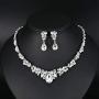 mecresh Clustered Crystal Rhinestone Flower Bridal Necklace Teardrop Dangle Earrings Jewelry Sets for Women Gift