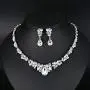mecresh Clustered Crystal Rhinestone Flower Bridal Necklace Teardrop Dangle Earrings Jewelry Sets for Women Gift mecresh Clustered Crystal Rhinestone Flower Bridal Necklace Teardrop Dangle Earrings Jewelry Sets for Women Gift
