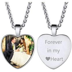 ChainsHouse Personalized Photo Necklace Men Women, Stainless Steel/18K Gold Plated Chain, Custom Picture Image Engrave Text Rectangular/Heart/OvalPendant Memorial Jewelry