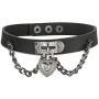 Finrezio Unisex Punk Rock Leather Bracelet and Heart Choker Collar Necklace Set for Women Men 3PCS