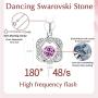XVX Beating Double Heart Necklace 925 Sterling Silver with White Gold Plated Cubic Zirconia Birthstone Pendant Forever Love Necklaces Jewelry Gifts for Women Girl