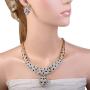 EVER FAITH Gold-Tone Leopard Necklace Earrings Set Clear Austrian Crystal