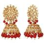 Efulgenz Indian Bollywood Faux Pearl Crystal Kundan Rhinestone Wedding Jhumka Jhumki Dangle Earrings Jewelry Set