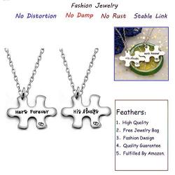 Couple Pendant Necklace Puzzles Valentine Birthday Gifts Boyfriend Girlfriend Jewelry Set 2pcs - His Always Her Forever