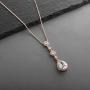Mariell Cubic Zirconia Y-Shaped Necklace for Brides - Dangling CZ Teardrop Pear-Shaped Wedding Pendant