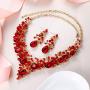 EVER FAITH Womens Crystal Elegant Bridal Floral Cluster Teardrop Statement Necklace Earrings Set