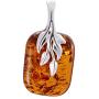 HolidayGiftShops Sterling Silver and Baltic Honey Amber Pendant Fern