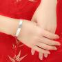 Merdia Womens S999 Sterling Silver Bangle Cuff Bracelet Polished Surface 27g for Gift