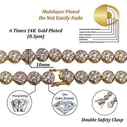 TOPGRILLZ 1 Row 14K Hip Hop Cluster Simulated Diamond Iced Out CZ Tennis Chain Link Necklace for Men