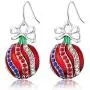 RareLove Christmas Red Ornaments Ball Crystal Piercing Dangle Earrings Red Blue White CZ Rhinestone Silver Plated Alloy Holiday Jewelry For Women Girls RareLove Christmas Red Ornaments Ball Crystal Piercing Dangle Earrings Red Blue White CZ Rhinestone Silver Plated Alloy Holiday Jewelry For Women Girls