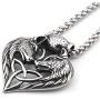 GUNGNEER Mens Stainless Steel Wolf Head Heart Celtic Knot Amulet Pendant Triquetra Necklace Talisman Irish Jewelry