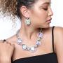 SP Sophia Collection Austrian Crystal Womens Chunky Choker Collar Chain Necklace and Earrings Jewelry Set SP Sophia Collection Austrian Crystal Womens Chunky Choker Collar Chain Necklace and Earrings Jewelry Set