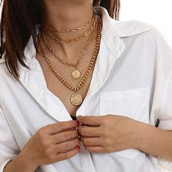 CIBIRICH Chunky Necklaces for women Punk Chain Gold Statement Collar Necklace