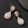 SWEETV Cubic Zirconia Teardrop Bridal Earrings, Rhinestone Dangle Earrings for Wedding Prom Anniversary