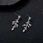 SWEETV Cubic Zirconia Wedding Drop Earrings for Brides Bridesmaid Gifts, Crystal Vine Leaf Bridal Earrings for Women