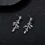 SWEETV Cubic Zirconia Wedding Drop Earrings for Brides Bridesmaid Gifts, Crystal Vine Leaf Bridal Earrings for Women