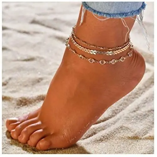 Zoestar Three-Layer Anklet Ankle Bracelet Foot Chain with Leaves Accessories Foot Jewelry for Women and Girls Zoestar Three-Layer Anklet Ankle Bracelet Foot Chain with Leaves Accessories Foot Jewelry for Women and Girls
