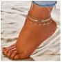 Zoestar Three-Layer Anklet Ankle Bracelet Foot Chain with Leaves Accessories Foot Jewelry for Women and Girls